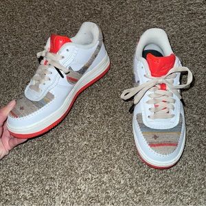 Nike White and Red Sneakers with Chunky Sole